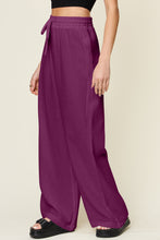 Load image into Gallery viewer, Double Take Full Size Texture Drawstring Wide Leg Pants