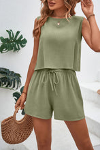 Load image into Gallery viewer, Round Neck Top and Drawstring Shorts Set