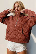 Load image into Gallery viewer, Double Take Half Zip Long Sleeve Quilted Sweatshirt with Pocket