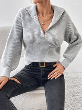 Load image into Gallery viewer, Honey Half Zip Dropped Shoulder Sweater