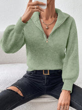 Load image into Gallery viewer, Honey Half Zip Dropped Shoulder Sweater