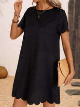 Load image into Gallery viewer, Scalloped Hem Round Neck Short Sleeve Dress