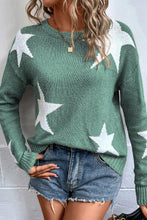 Load image into Gallery viewer, Star Round Neck Dropped Shoulder Sweater