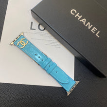Load image into Gallery viewer, Glossy Leather Apple Watch Strap Luxury Metal Logo