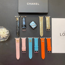 Load image into Gallery viewer, Glossy Leather Apple Watch Strap Luxury Metal Logo