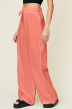 Load image into Gallery viewer, Double Take Full Size Texture Drawstring Wide Leg Pants