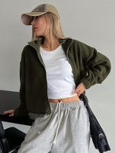 Load image into Gallery viewer, Honey Zip Up Long Sleeve Cropped Jacket