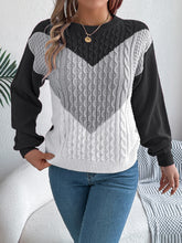 Load image into Gallery viewer, Contrast Round Neck Long Sleeve Sweater