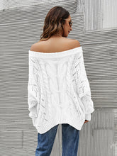 Load image into Gallery viewer, Cable Knit Openwork Off-Shoulder Sweater