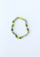 Load image into Gallery viewer, Raw Baltic Sea Amber + Fluorite + Peridot || Gemstone Anklet or Bracelet