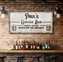 Load image into Gallery viewer, Personalized Rustic Garage Sign for Home Bar: Enhance Your Man Cave Wall Decor with Personalized Basement Bar Sign