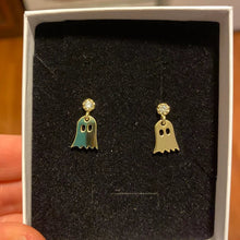 Load image into Gallery viewer, Cute Ghost Stud Earrings with Sparkling Cubic Zirconia - Perfect Halloween Gifts for Her
