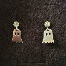 Load image into Gallery viewer, Cute Ghost Stud Earrings with Sparkling Cubic Zirconia - Perfect Halloween Gifts for Her