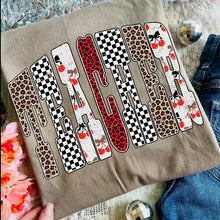 Load image into Gallery viewer, Teacher cherry checker leopard design tee or sweatshirt
