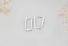 Load image into Gallery viewer, Silver Luxe Rectangle Link Huggie Hoop Earrings - Dazzling Sterling Silver Design