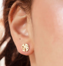 Load image into Gallery viewer, 14K Gold Monogram Stud Earrings - Personalized Elegance for Every Occasion