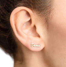 Load image into Gallery viewer, Personalized Silver Name Stud Earrings