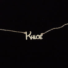 Load image into Gallery viewer, Comics Name Necklace with Amethyst Birthstone | Personalized Minimalist Jewelry for Daughters | Unique Birthday Gift Idea