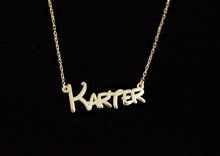 Load image into Gallery viewer, Comics Name Necklace with Amethyst Birthstone | Personalized Minimalist Jewelry for Daughters | Unique Birthday Gift Idea