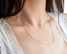 Load image into Gallery viewer, 14K Gold Inspirational Sideways Cross Necklace - A Unique Symbol of Faith
