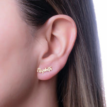 Load image into Gallery viewer, Personalized Silver and Gold Name Stud Earrings