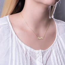 Load image into Gallery viewer, Custom Old English Name Necklace in Silver, Gold, and Rose
