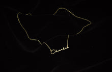Load image into Gallery viewer, Dainty Signature Name Necklace | Custom Sterling Silver &amp; Gold Jewelry for a Personal Touch