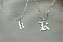 Load image into Gallery viewer, SilverCraft Men's Initial Necklace - Personalized Gothic Style Box Chain Jewelry