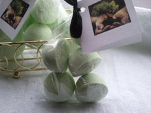 Load image into Gallery viewer, 14 bath bombs in Bonsai fragrance, gift bag bath fizzies, great for dry skin, shea, cocoa, 7 ultra rich oils