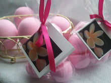 Load image into Gallery viewer, 14 bath bombs in Plumeria fragrance, gift bag bath fizzies, great for dry skin, shea, cocoa, 7 ultra rich oils