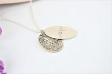 Load image into Gallery viewer, Personalized Fingerprint &amp; Handwriting Keepsake Necklace | Custom Oval Memorial in Sterling Silver, Gold, Rose