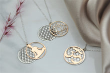 Load image into Gallery viewer, Flower of Life Om Lotus Necklace | Dainty Sterling Silver Yoga Pendant