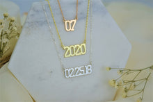 Load image into Gallery viewer, Gold Number Necklace - Personalized Sports Jewelry for Her - Unique Year Pendant