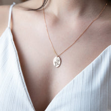 Load image into Gallery viewer, Silver Birth Flower Necklace | Handwritten Engraving | Minimalist Floral Jewelry for Women