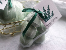 Load image into Gallery viewer, 14 bath bombs in Eucalyptus &amp; Spearmint scent, gift bag bath fizzies, great for dry skin, shea, cocoa, 7 ultra rich oils