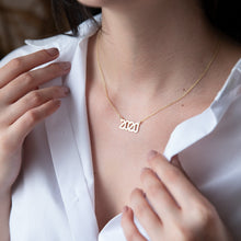Load image into Gallery viewer, Gold Number Necklace - Personalized Sports Jewelry for Her - Unique Year Pendant