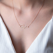 Load image into Gallery viewer, Dainty Signature Name Necklace | Custom Sterling Silver &amp; Gold Jewelry for a Personal Touch