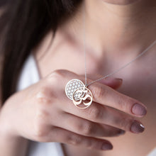 Load image into Gallery viewer, Flower of Life Om Lotus Necklace | Dainty Sterling Silver Yoga Pendant