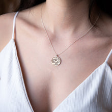 Load image into Gallery viewer, Flower of Life Om Lotus Necklace | Dainty Sterling Silver Yoga Pendant