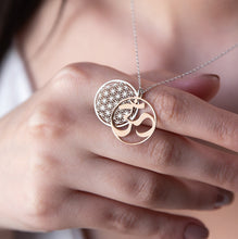 Load image into Gallery viewer, Flower of Life Om Lotus Necklace | Dainty Sterling Silver Yoga Pendant
