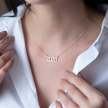 Load image into Gallery viewer, Gold Number Necklace - Personalized Sports Jewelry for Her - Unique Year Pendant