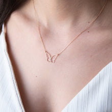 Load image into Gallery viewer, Personalized Butterfly Necklace - Custom Initial Jewelry with Birthstone in Silver, Gold &amp; Rose Gold