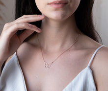 Load image into Gallery viewer, Personalized Butterfly Necklace - Custom Initial Jewelry with Birthstone in Silver, Gold &amp; Rose Gold