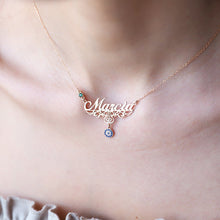 Load image into Gallery viewer, SilverGoldandRose Personalized Evil Eye Necklace with Custom Birthstones in Gold or Silver