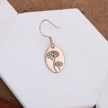 Load image into Gallery viewer, Dainty Dangle Birth Flower Earrings | 14K Rose Gold Floral Charms | Personalized Handmade Jewelry