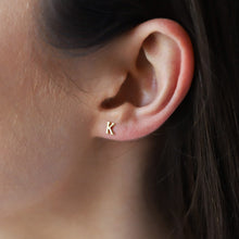 Load image into Gallery viewer, Personalized Gold Initial Stud Earrings | Dainty Minimalist Silver Design