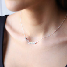 Load image into Gallery viewer, Comics Name Necklace with Amethyst Birthstone | Personalized Minimalist Jewelry for Daughters | Unique Birthday Gift Idea