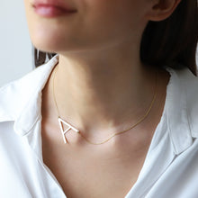 Load image into Gallery viewer, Gold &amp; Grace Sideways 8K Gold Initial Necklace - Personalized Large Letter with Birthstone Charm