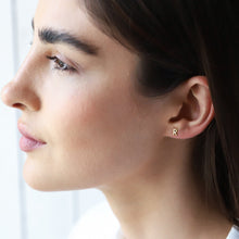 Load image into Gallery viewer, Gold Mini Number Stud Earrings | Personalized Dainty Silver Minimalist Designs