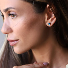 Load image into Gallery viewer, Gold Minimalist Evil Eye Stud Earrings – Dazzling Protection &amp; Stylish Charm